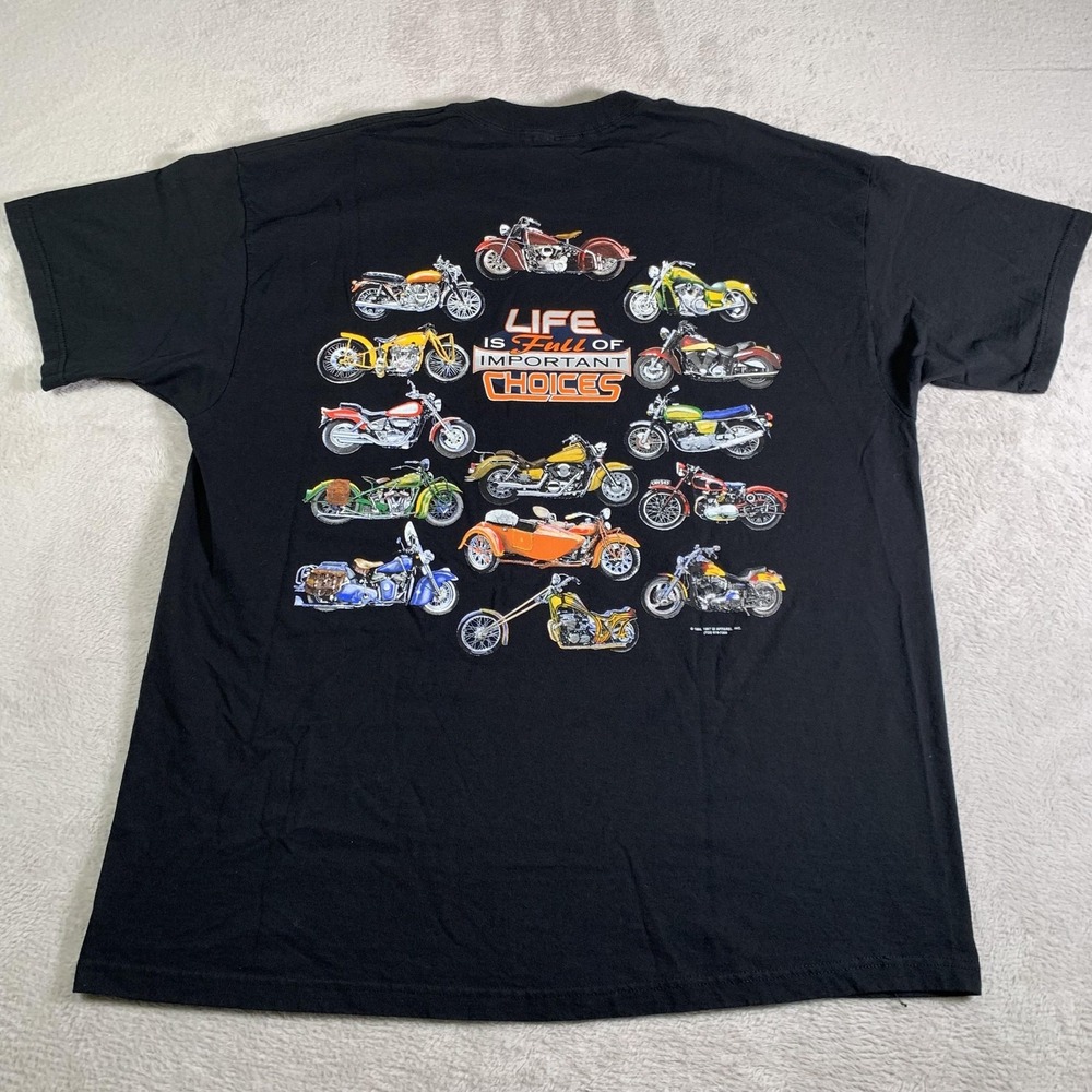 Vintage Life Important Choices Shirt Mens 2XL Black Motorcycle Jamaica 90s Delta